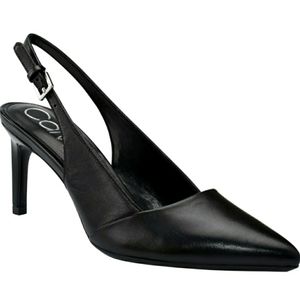 Calvin Klein Silvia Slingback Pointed Toe Kitten Heel | Black | 9.5